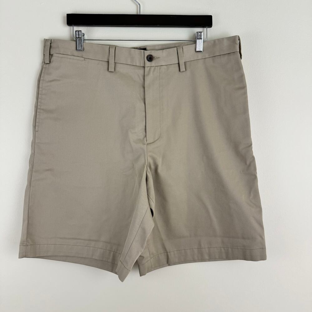 Eddie Bauer Shorts Men's 38 Tall Khaki Tan Preppy Tailored Flat Front 10"